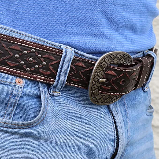 Red Dirt Hat Men's Tapered with Tooling and Studs Belt 23112BE7