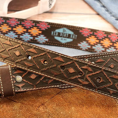 Red Dirt Hat Men's Tapered with Tooling and Studs Belt 23112BE7