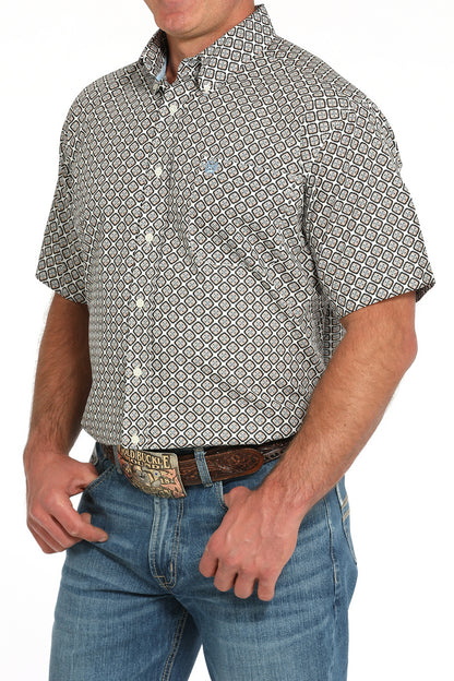 Cinch Men's Cream Geometric Print SS Shirt