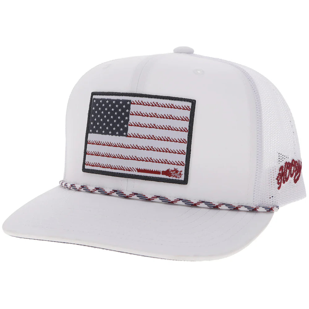 Hooey Men’s Liberty Roper White W/ Flag Patch Cap 2610T-WH