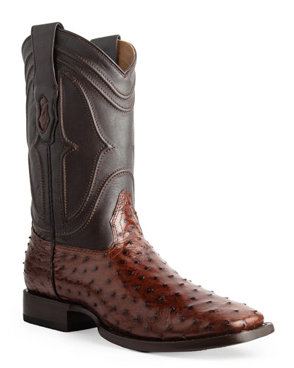 King Exotic Men’s Caiman Ostrich Wide Square Toe Kango Boots 820360