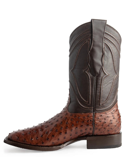 King Exotic Men’s Caiman Ostrich Wide Square Toe Kango Boots 820360