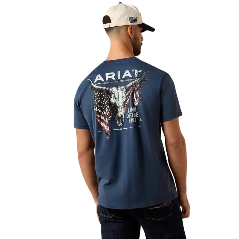 Ariat Men's Blue Dusk Longhorn Patriot Bravery T-Shirt 10080248