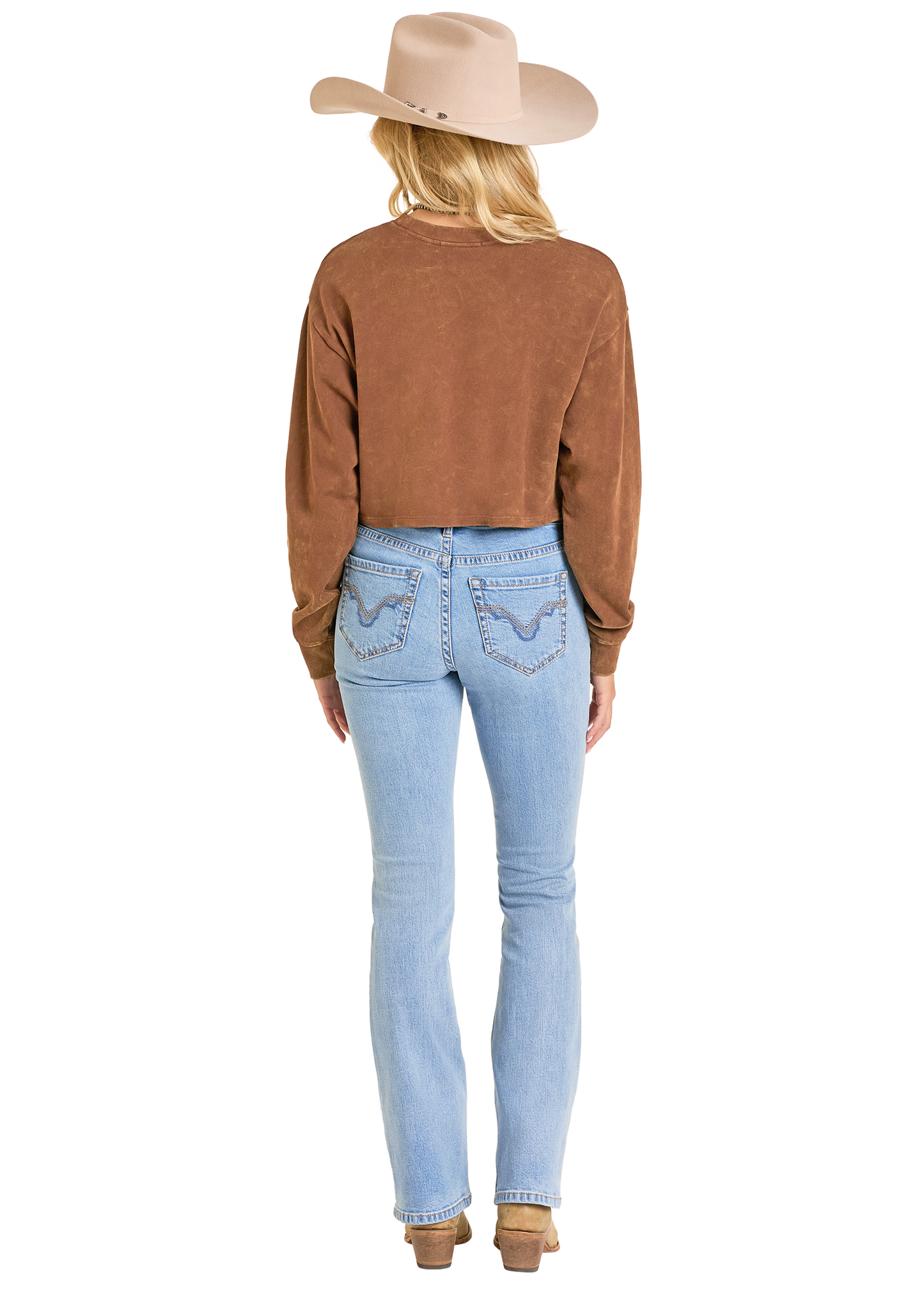 Rock&Roll Women’s Chain Fringe Graphic Brown Pullover