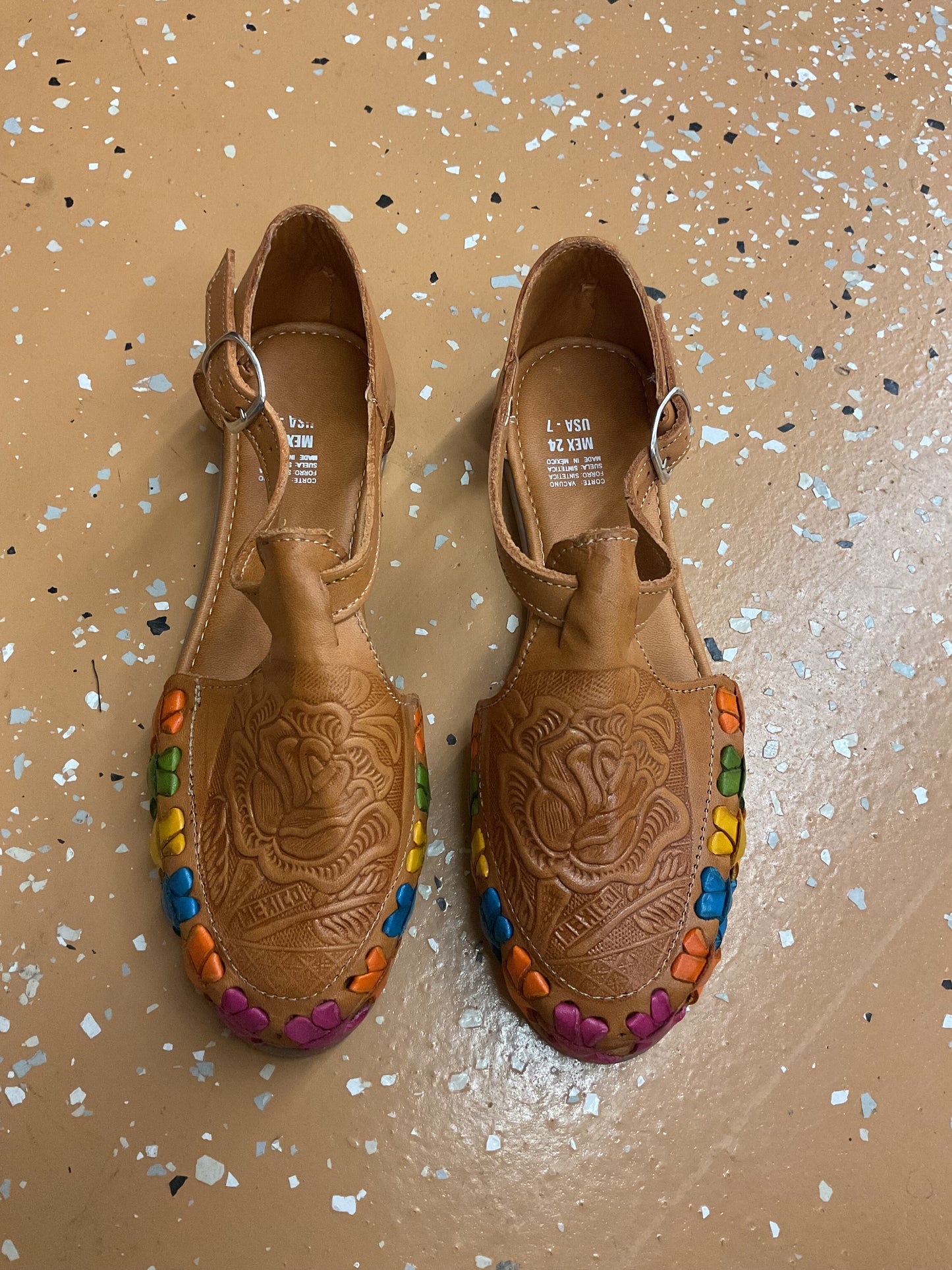 Mexican Engraved Leather Women’s Sandals