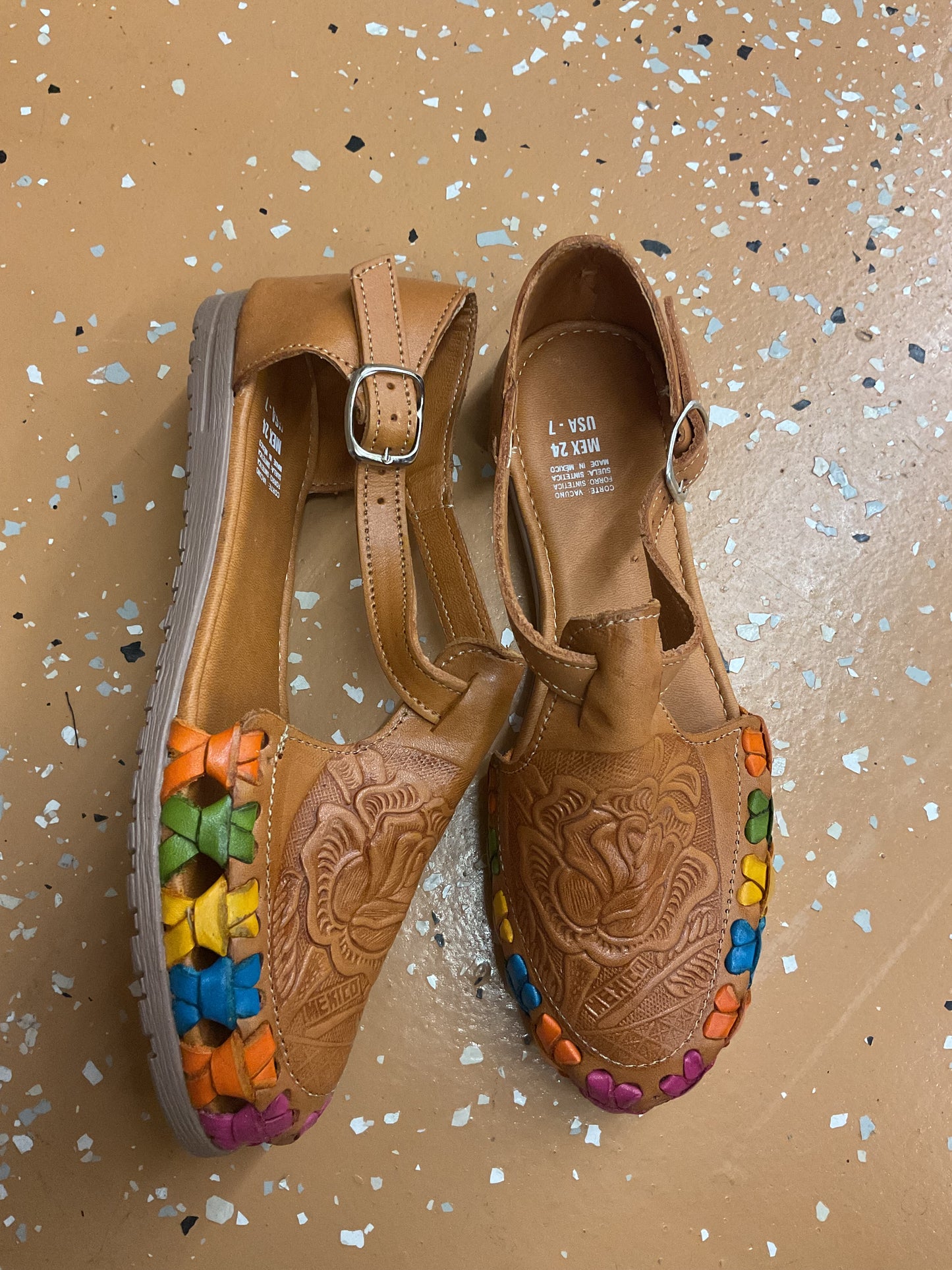 Mexican Engraved Leather Women’s Sandals