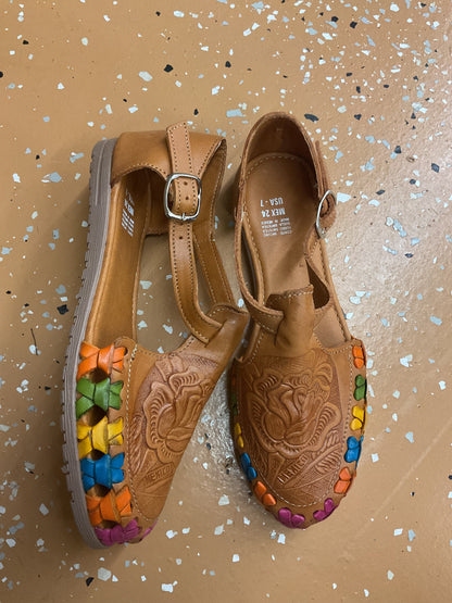 Mexican Engraved Leather Women’s Sandals