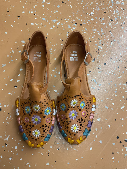 Mexican Leather Floral Colorful Women’s Sandals