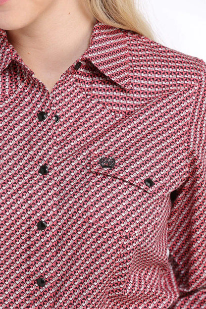 Cinch Shirts Women’s Pink Geo Print