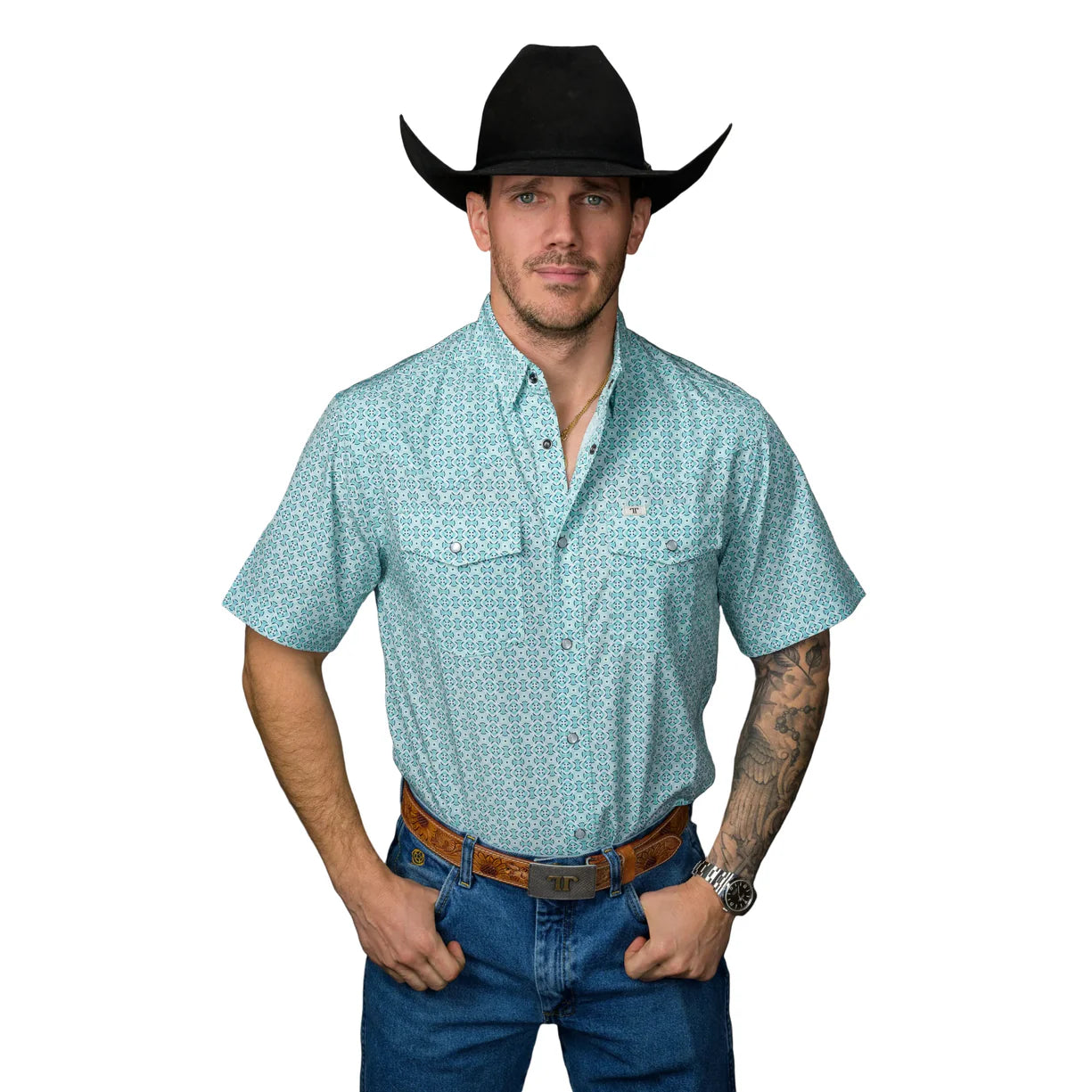 Ferrell Men’s Short Sleeve The Pierce Pearl Snap Shirt FPS1026112