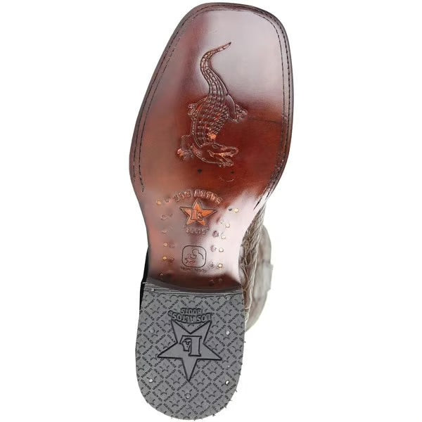 Los Altos Men’s Brown Caiman Hornback Wide Square Toe Boots 8220207