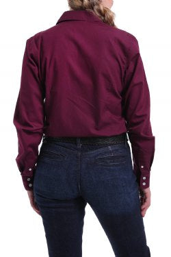 CINCH WOMEN'S BURGUNDY SOLID BUTTON-UP SHIRT