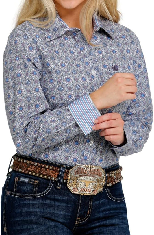 Cinch Western Shirt Womens Long Sleeve Button Logo Printed