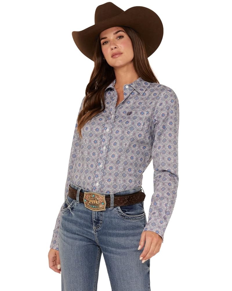 Cinch Western Shirt Womens Long Sleeve Button Logo Printed