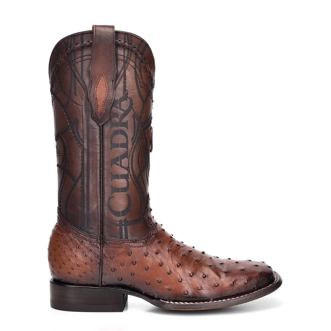 Cuadra Men's Brown Genuine Ostrich Leather Square Toe Boot CU457