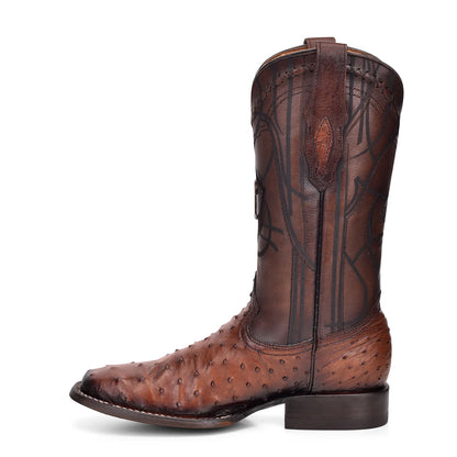 Cuadra Men's Brown Genuine Ostrich Leather Square Toe Boot CU457