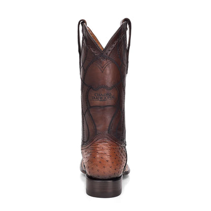 Cuadra Men's Brown Genuine Ostrich Leather Square Toe Boot CU457
