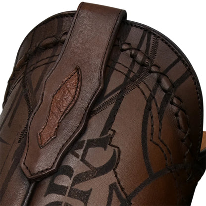 Cuadra Men's Brown Genuine Ostrich Leather Square Toe Boot CU457