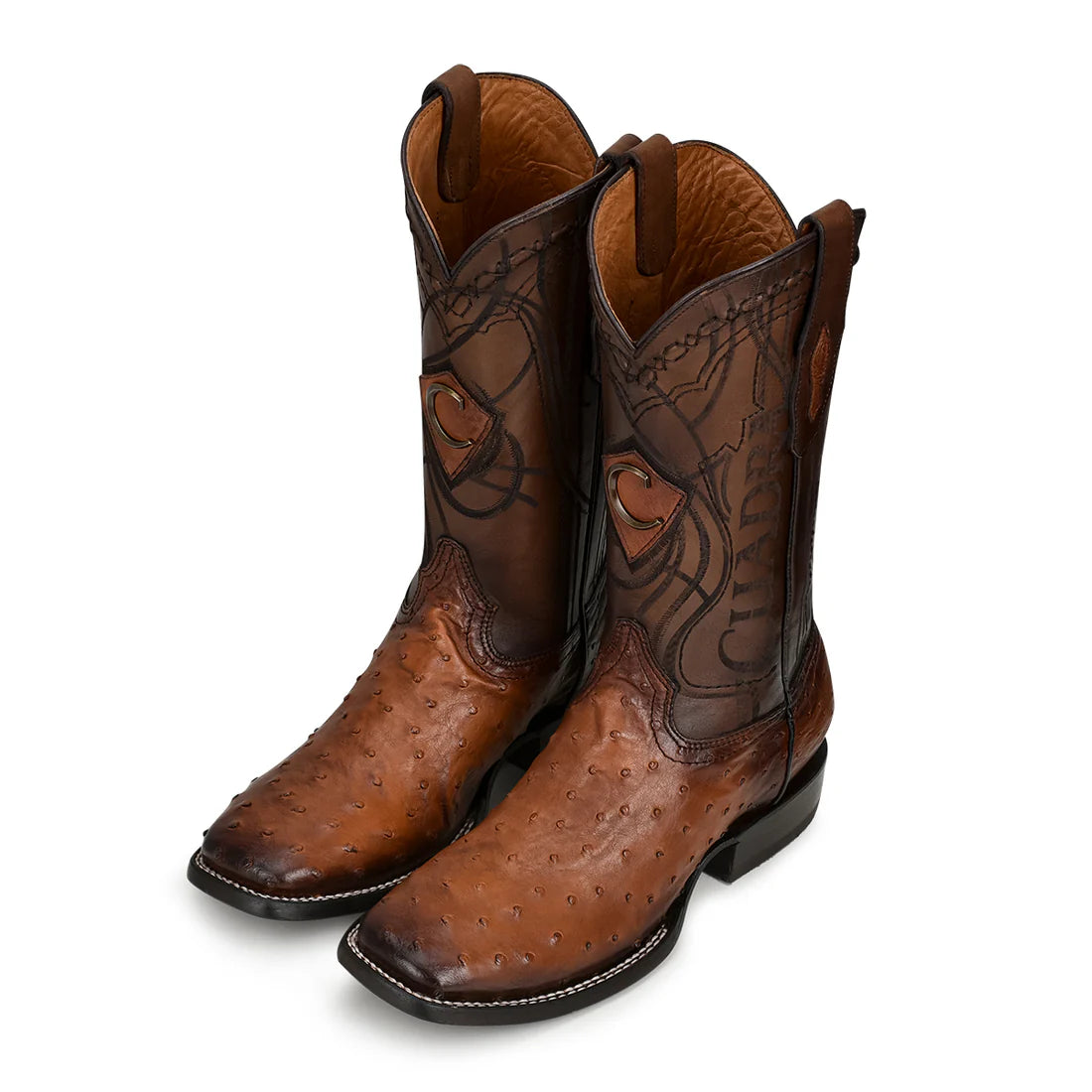 Cuadra Men's Brown Genuine Ostrich Leather Square Toe Boot CU457