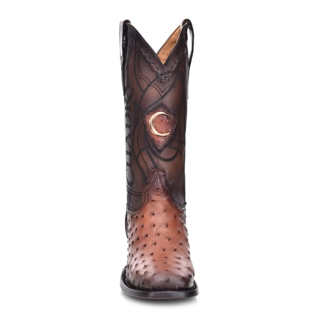Brown Ostrich Boots Slip On With Pull Straps  - Men Cuadra