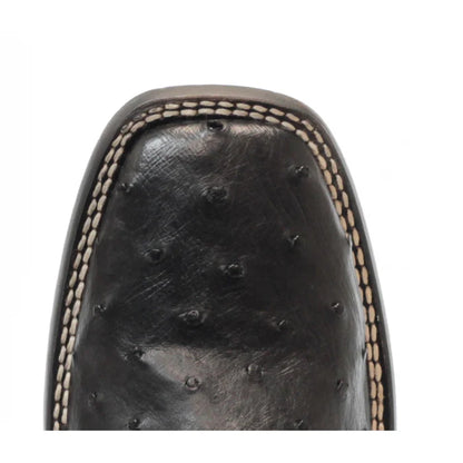 Cuadra Men’s Black Ostrich Wide Square Toe Cowboy Boots CU662