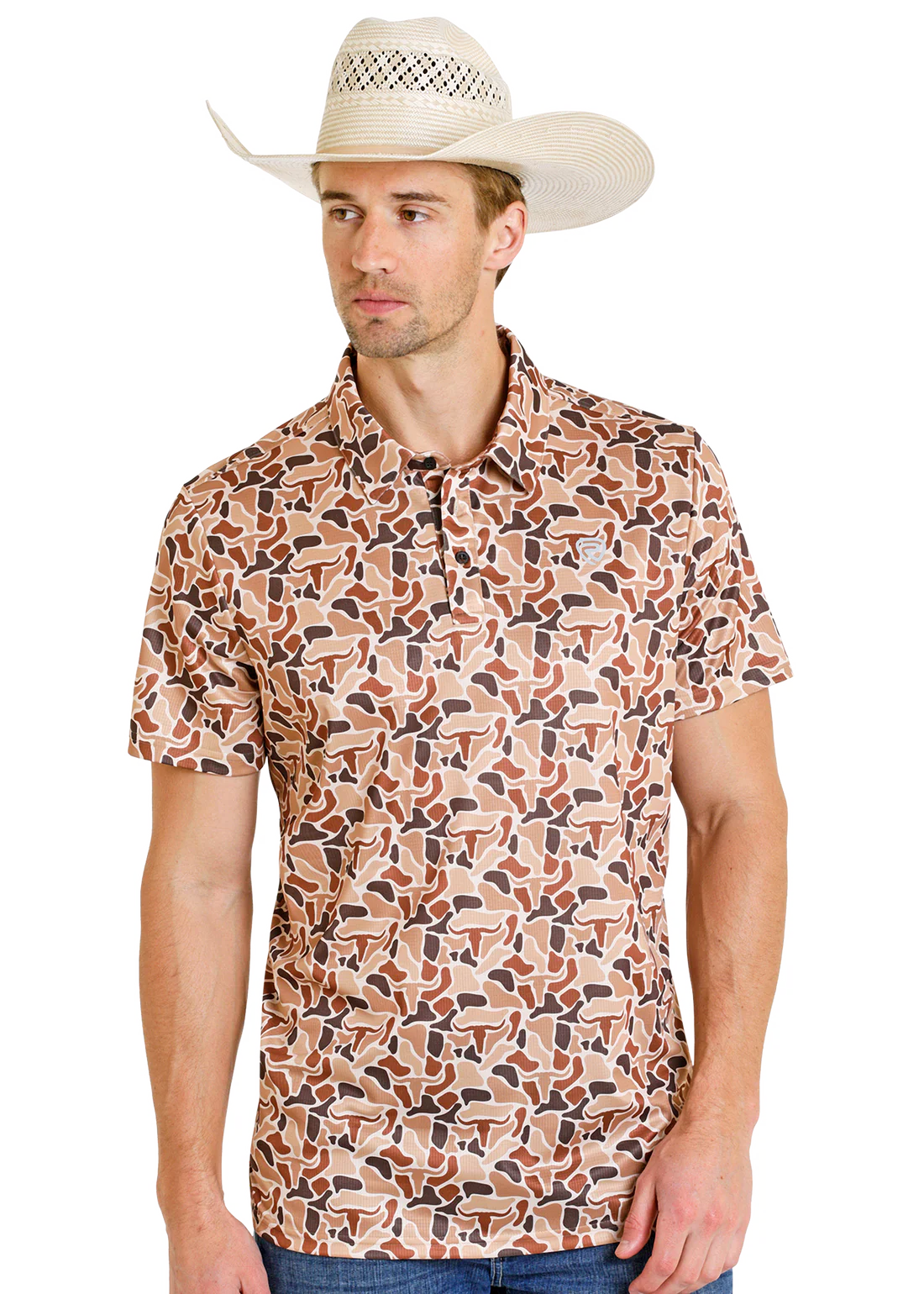 Rock&Roll Men’s Camo Printed Mesh Polo BM51T08354