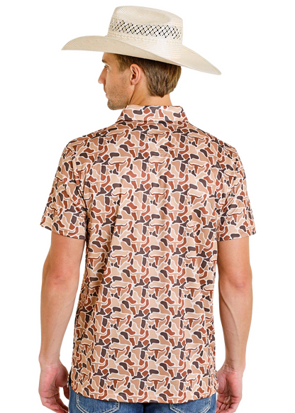 Rock&Roll Men’s Camo Printed Mesh Polo BM51T08354