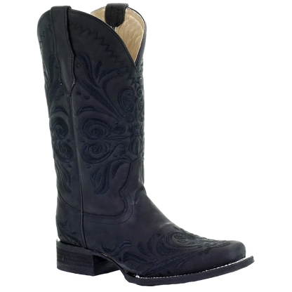 Circle G Women’s Embroidery Black Square Toe Cowboy Boot L5464