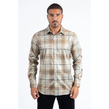 Platini Mens Modern Fit Stretch Foil Fashion Shirt FPL11496