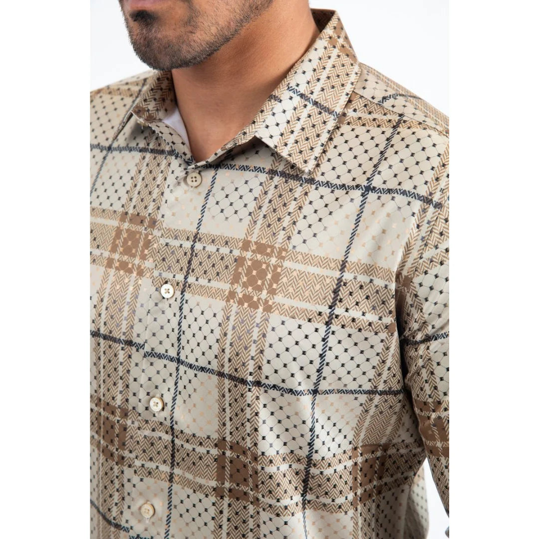 Platini Mens Modern Fit Stretch Foil Fashion Shirt FPL11496