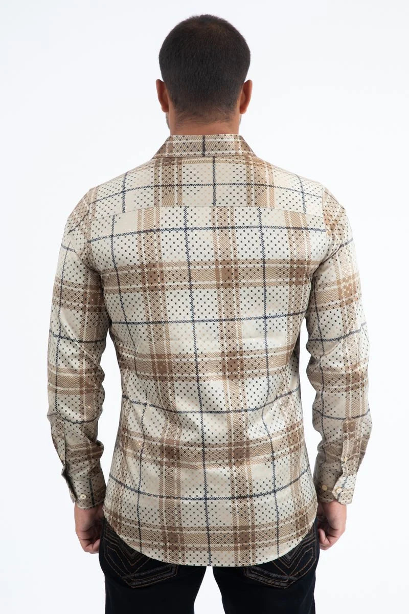 Platini Mens Modern Fit Stretch Foil Fashion Shirt FPL11496