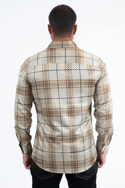 Platini Mens Modern Fit Stretch Foil Fashion Shirt FPL11496