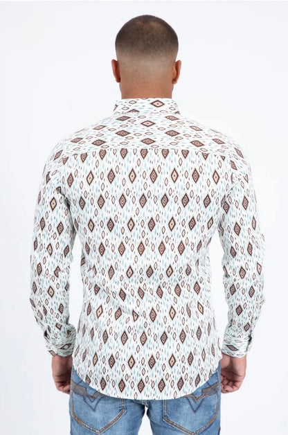 Platini Mens Satin Cotton Modern Fit White LS Shirt CWL11335