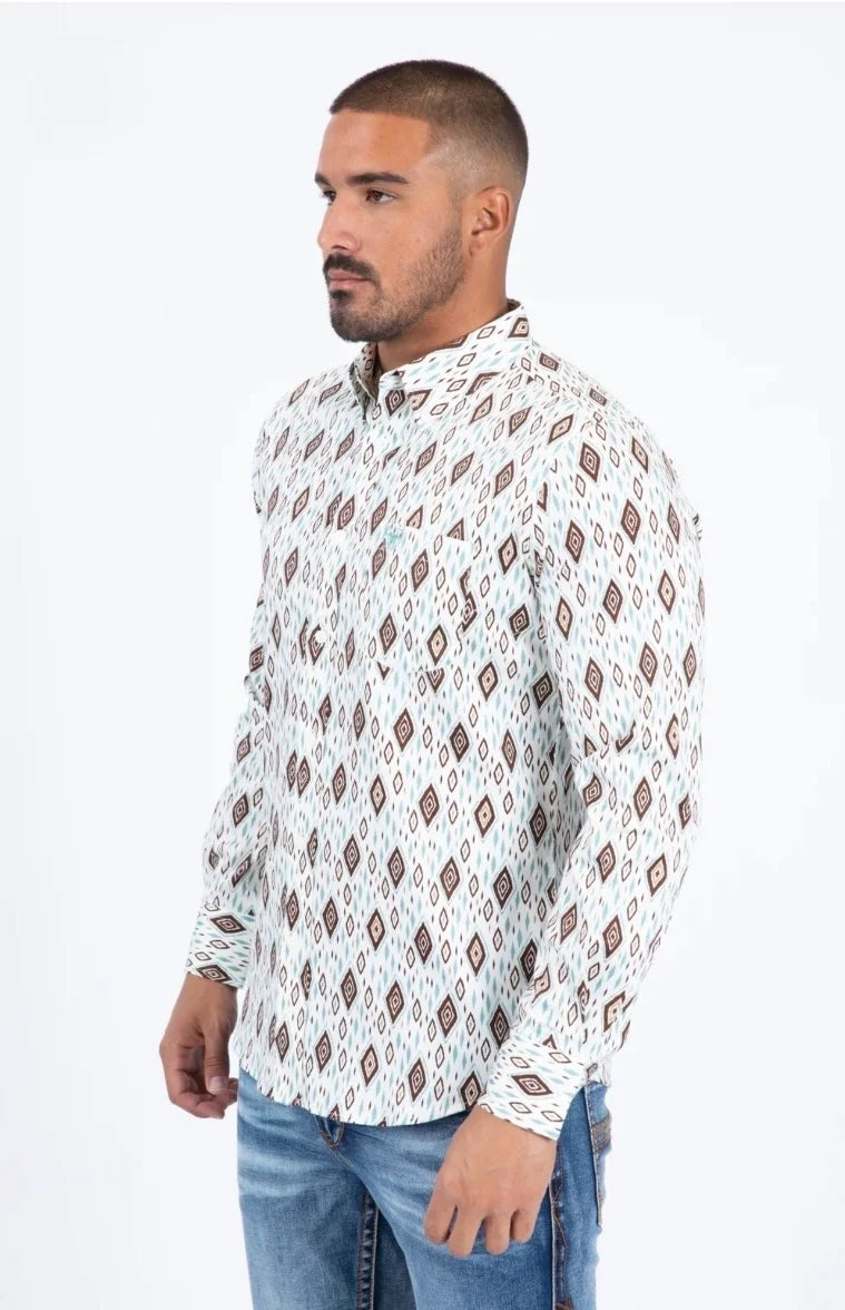 Platini Mens Satin Cotton Modern Fit White LS Shirt CWL11335