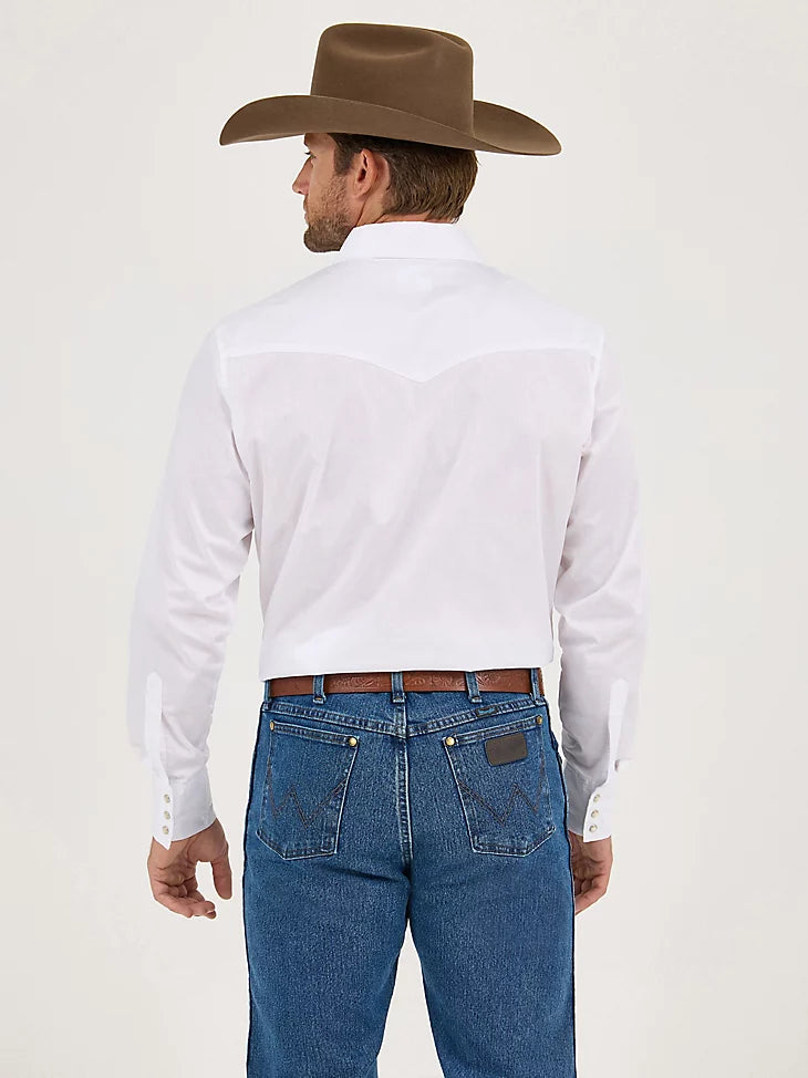 Wrangler Men’s Western Snap Solid White LS Shirt