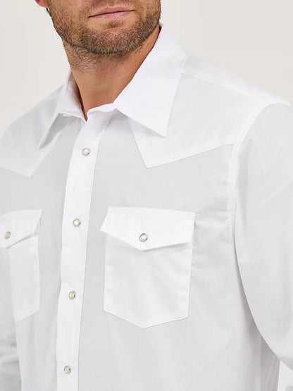 Wrangler Men’s Western Snap Solid White LS Shirt