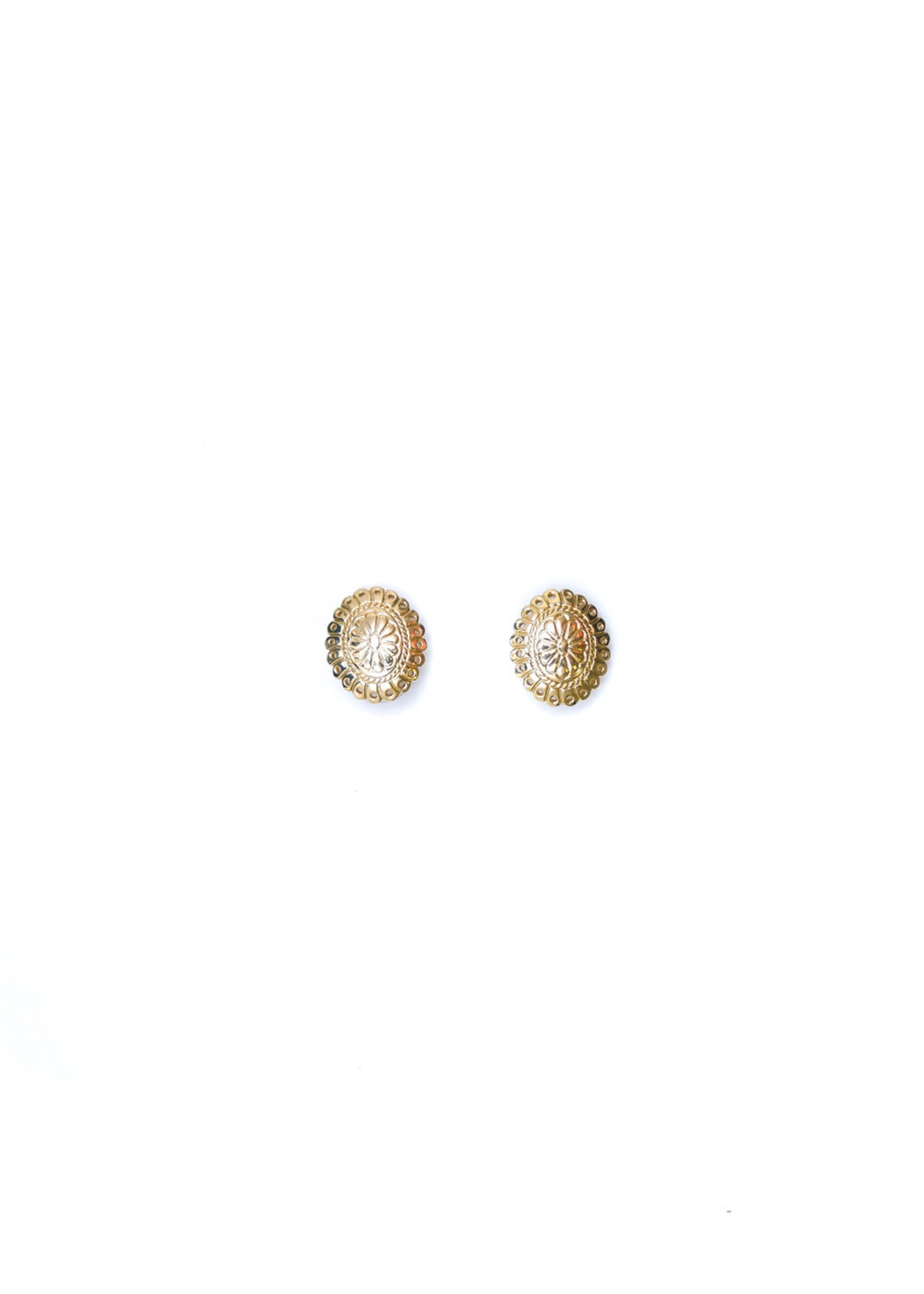 West & Co Earrings, Gold Stamoed Flower Concho E679G