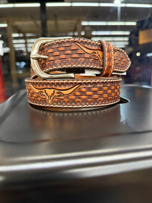Twisted X kids basket weave longhorn belt XHKB01