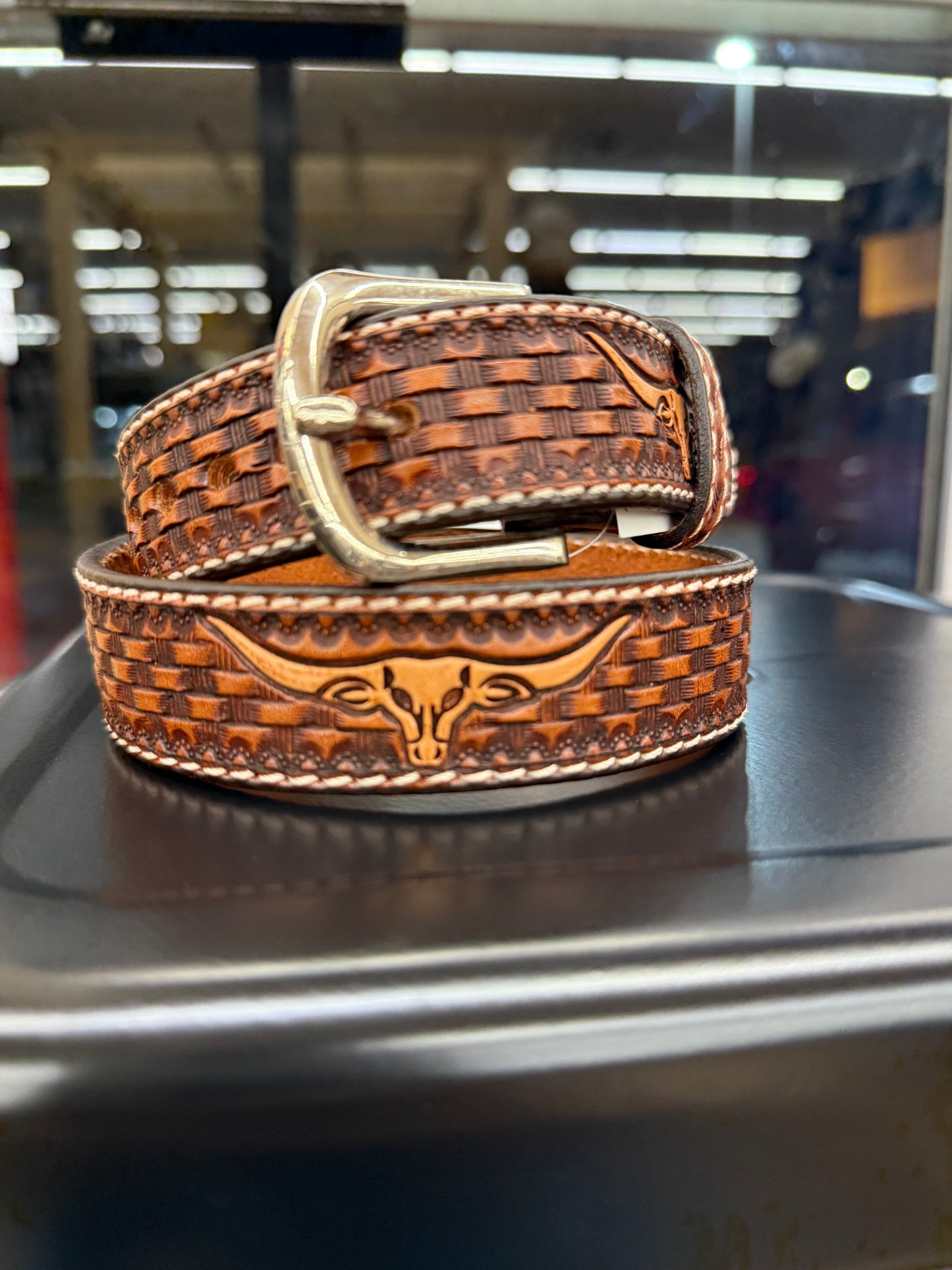 Twisted X kids basket weave longhorn belt XHKB01