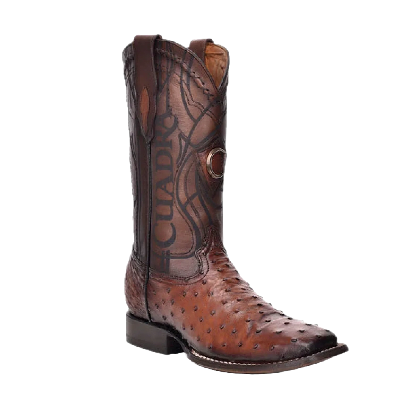 Cuadra Men's Brown Genuine Ostrich Leather Square Toe Boot CU457