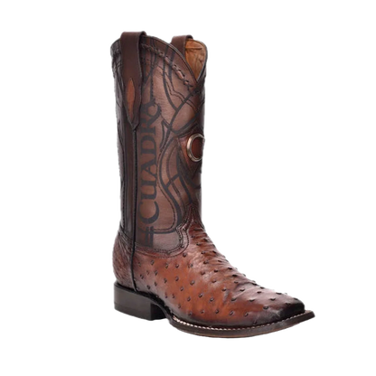 Cuadra Men's Brown Genuine Ostrich Leather Square Toe Boot CU457
