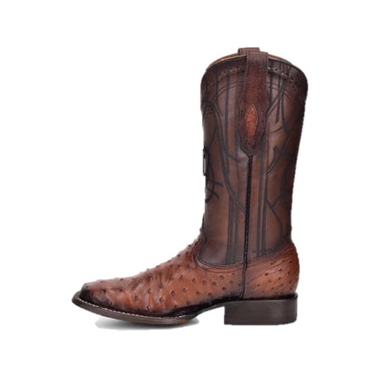 Cuadra Men's Brown Genuine Ostrich Leather Square Toe Boot CU457