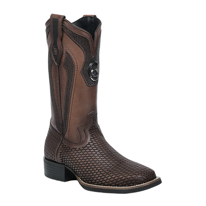 Cuadra Men's Honey Embroidery & Laser Square Toe Western Boots CU984