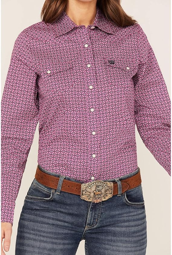 Cinch Women's Long Sleeve Printed Western Snap Up Shirt