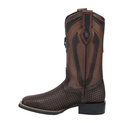 Cuadra Men's Honey Embroidery & Laser Square Toe Western Boots CU984