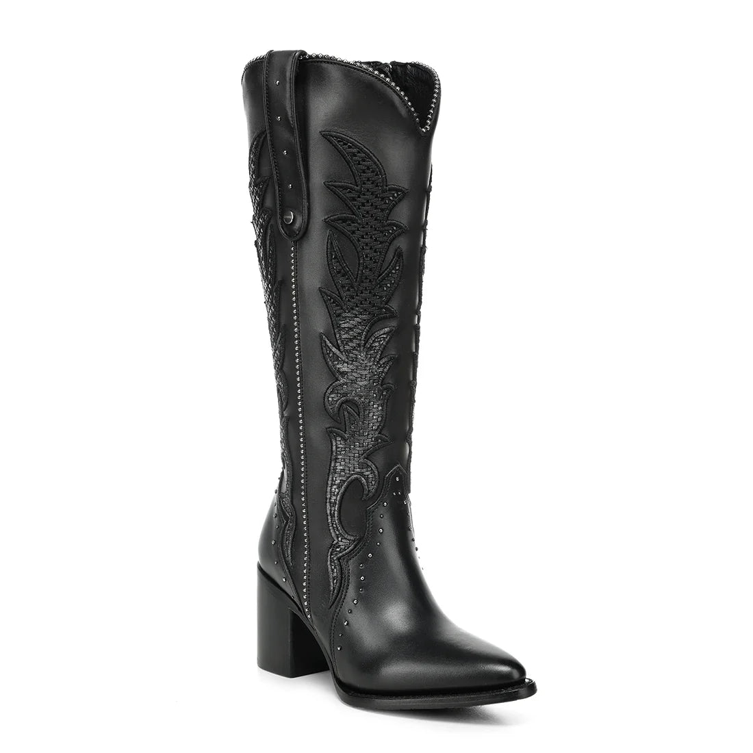 Cuadra Women’s Black Embroidery & Zipper Pointed Toe CC337