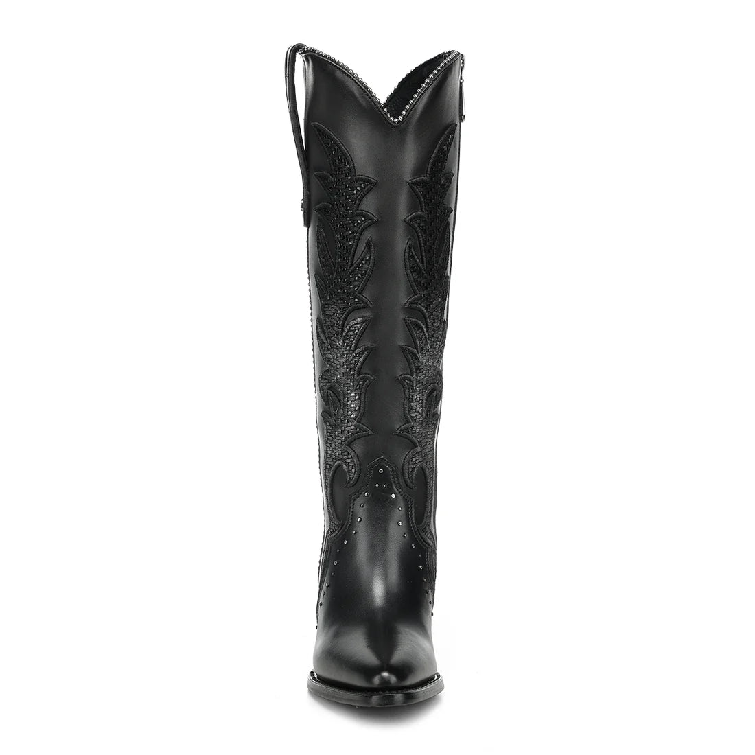 Cuadra Women’s Black Embroidery & Zipper Pointed Toe CC337