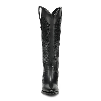 Cuadra Women’s Black Embroidery & Zipper Pointed Toe CC337