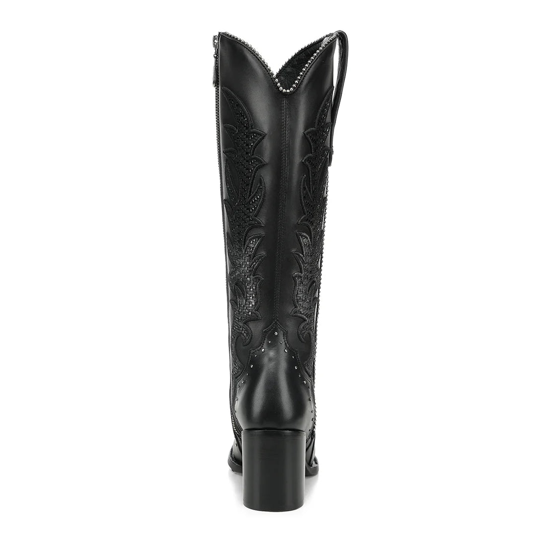 Cuadra Women’s Black Embroidery & Zipper Pointed Toe CC337