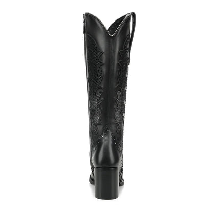 Cuadra Women’s Black Embroidery & Zipper Pointed Toe CC337